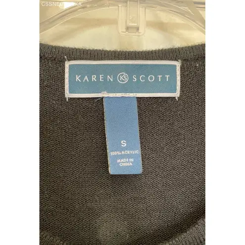 Karen Scott Black luxsoft button Up Black cardigan - Size S