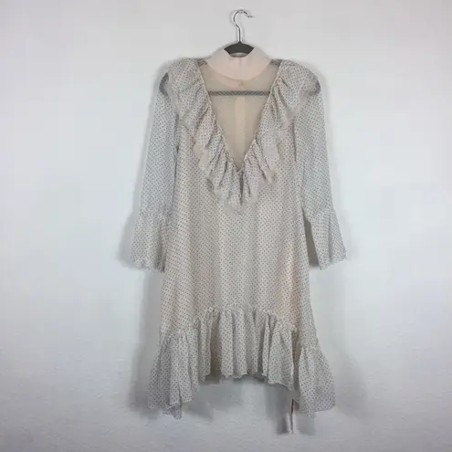 NWT We are HAH Polka Dot Lace Ruffle Swing Mini Dress Small Fairy Coquette Chic Black