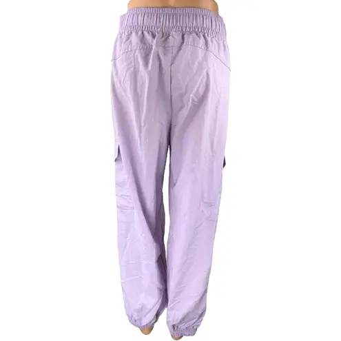 NEW Old Navy Active Womens Purple Elastic Waist Windbreaker Cargo Jogger Pants S