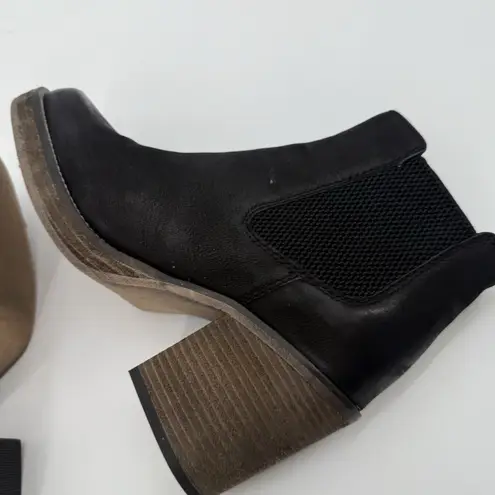 Diba True Sereeta Black Leather Boots Block Heel Booties Size 7