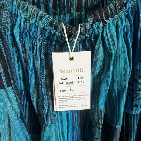 NWT Ananta Romper Woman's L/XL Patchwork Teal Blue Black Pockets Boho Hippie Size undefined