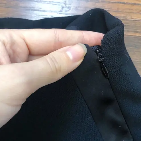 Akris • black wool pants silk tuxedo stripe high waist tapered leg slim