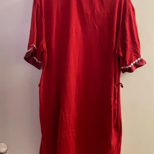Just Love  Women’s Red Robe XL White Flower Accents Bust 40” Length 38”