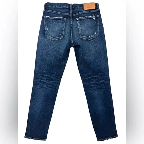MOUSSY VINTAGE Ankle Boyfriend Distressed Jeans Dark Wash Denim Premium Size 27 Blue