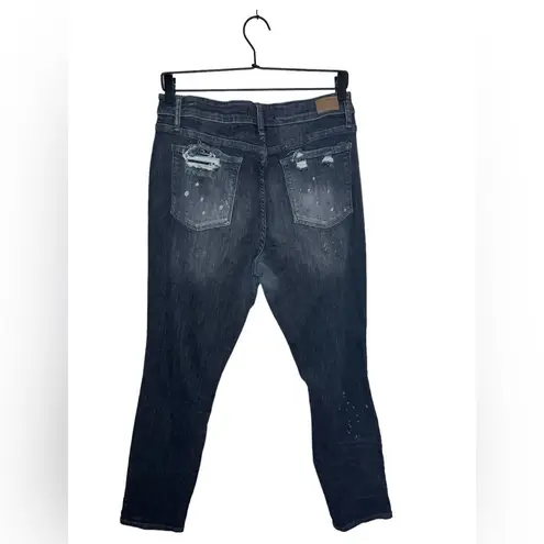 Judy Blue Distressed Boyfriend Fit Jeans Size 31 Black Bleach Splatter
