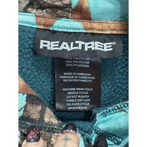 Realtree Green/Teal Pullover Long Sleeve Hoodie Logo Graphic Size Medium