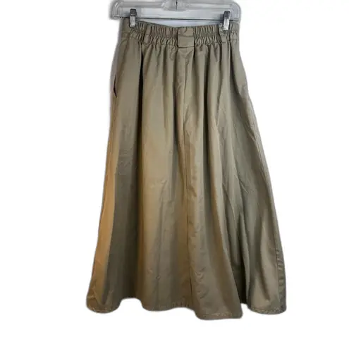 Cabin creek  Aline Button Front Maxi Khaki Skirt Earthy Effortless Neutral Size 8