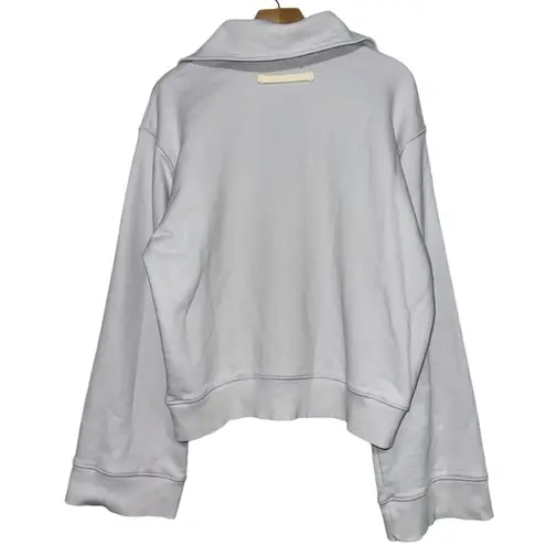 THEILMA Women’s Size M Bone Light Gray Cotton Funnel Neck Wide Arm Sweatshirt Size M