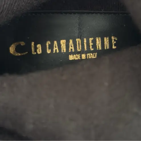 La Canadienne Quintin Leather Nylon Knee High Boots in Black 7.5US Made in Italy Size 7.5