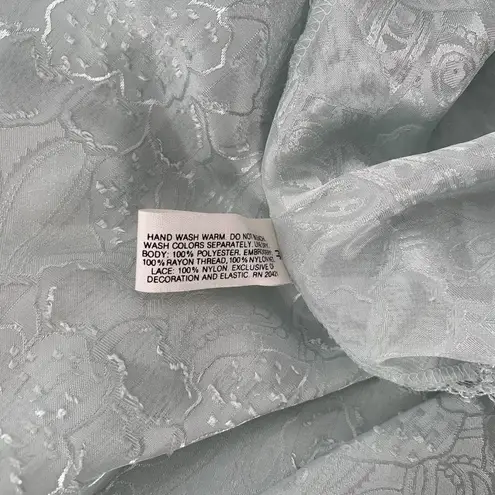 Wacoal Vintage Light Blue Floral Jacquard Satin Chemise Size Small Nightie