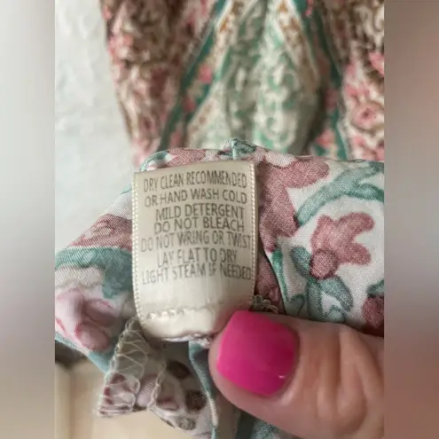 Lovestitch Boho Dreams Maxi Dress, V-Neck, Puff Sleeves, 100% Rayon; size S