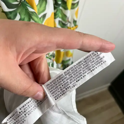 English Factory Lemon Floral Printed Tie Shoulder Tiered Ruffle Dress Medium M