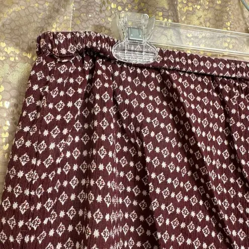 Garnet Hill Maroon Printed Tie Waist Gauze Cotton Shorts Size 12
