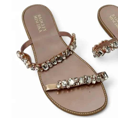Badgley Mischka New | 10 | Slide Sandals Flats Tonal crystal rose gold Bridal