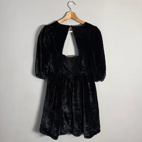 Maeve Anthropologie Sweetheart Velvet Mini Dress Womens Small Black Holiday NWOT