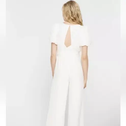 Club Monaco White Open Back V-neck Short Sleeve Jumpsuit Size 00
