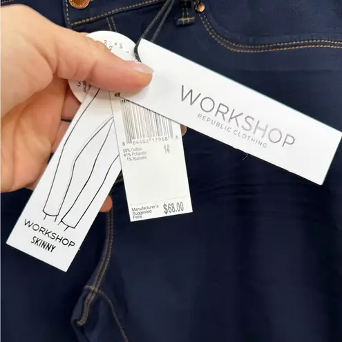 Workshop Republic Clothing WORKSHOP Republic Jeans Sz 14 Dark Blue Skinny Ankle Stretch Contrast Stitching