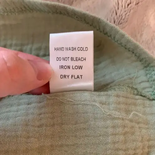 Mable Women's Cotton Wrinkle Gauze Button Front Lightweight Relaxed Romper S/M Green Size M