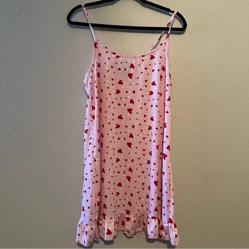 Rene' Rofe' Sleepwear Two pieces Hearts, Size Large Belted, Red, Pink