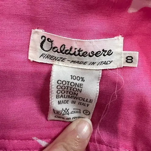 Vintage Valditevere Made In Italy Hot Pink Tropical Floral Print 100% Cotton Ski Size XS