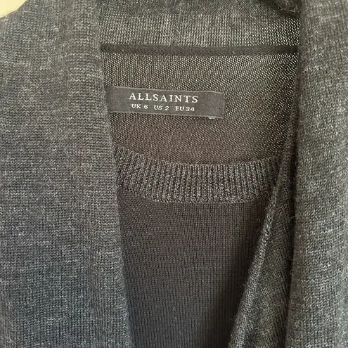 All Saints Drina Charcoal Grey Sweater Dress Size 2 Cotton Wool