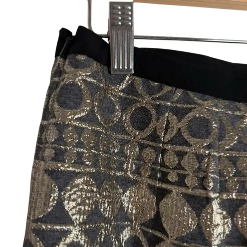 Max Mara Weekend Black Gold Geometric Jacquard Pencil Skirt Size 8