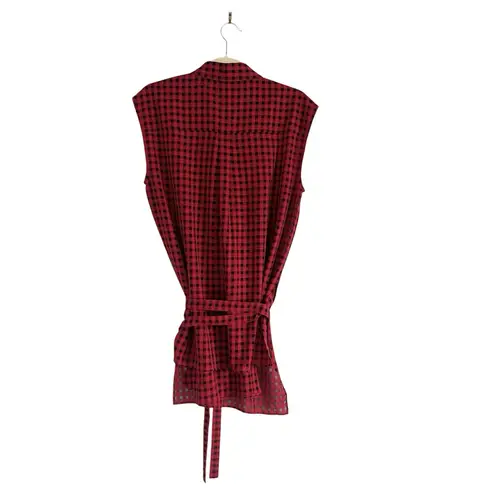 T by Alexander Wang Gauze Wool Blend Checkered Blouse Sz 6 Preppy Luxury Top