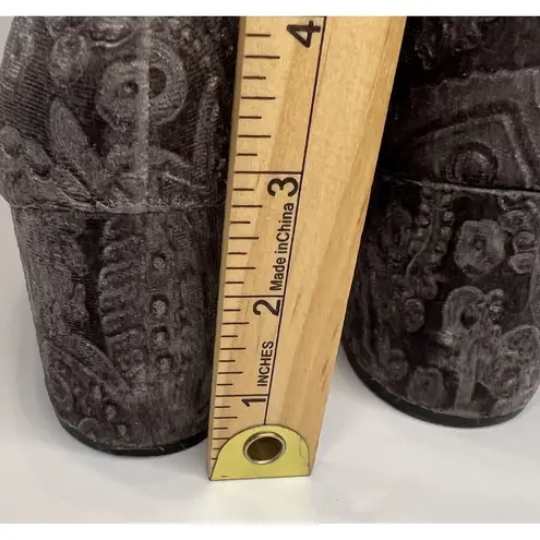 Zigi Soho Gray Velvet Paisley Ankle Boots Block Heel Boho Booties Women Size 9.5