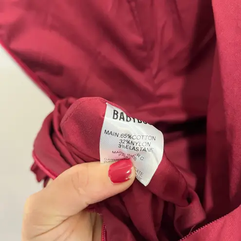 Babyboo Angelina Strapless Ruffle Maxi Dress NWT Burgundy Formal Gown Sz Small