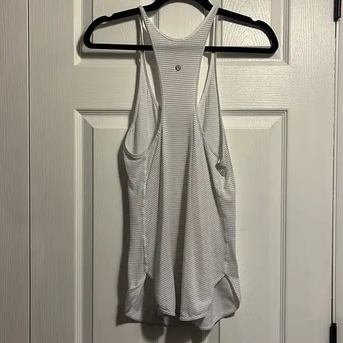 Lululemon  White and Grey Striped Racerback Tank Top Size 6 thumbnail 3
