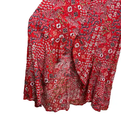 Abel the label Lola Women Size L Midi Dress Button Front Ruffle Hi Lo Hem Cutout - Image 5