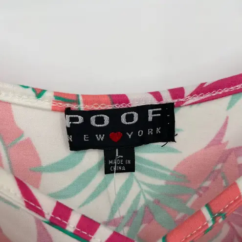 Poof New York Tropical Leaf Print Tie Front Camisole Tank Top Women's Size Large