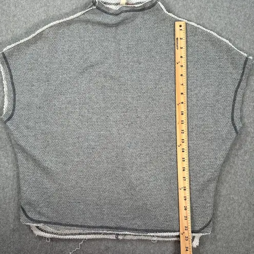Pilcro Funnel Neck Cut Off Pullover Womens Small Gray Terry Boxy Casual Pullover