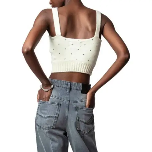 Zadig & Voltaire Bettina Crystal Cashmere Top in Ecru XS