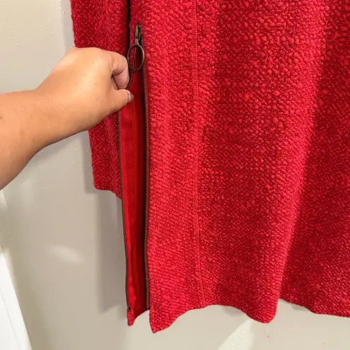 Akris Punto Size 6 Red A-Line Dress Long Sleeve Side Zip Designer Classic Chic