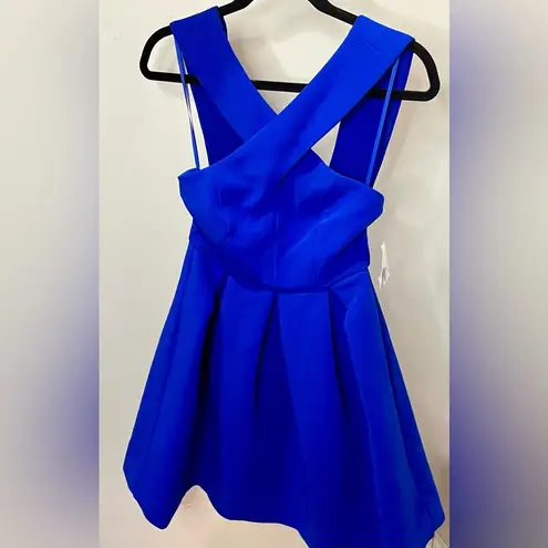 AQ/AQ NWT- $210 Blue Maverick Sleeveless High Neck Fit & Flare Mini Dress | Sz 2