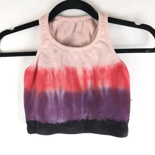 Electric & Rose Sports Bra Crop Top Tie Dye Stripe Pink Red Purple XS