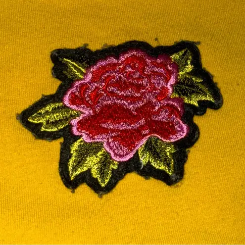 Yellow Crewneck Sweatshirt With Rose Patch Size undefined