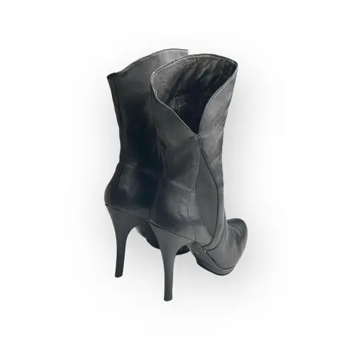 Vintage: Charles Jourdan 𒀭 Island Platform Stiletto Heel Boots 𒀭Black Leather Black Size 7.5