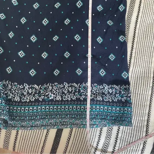 Fun 2 Fun Sleeveless Picnic Print Navy Blue Blouse Medium Coastal Cowgirl Boho