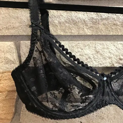 Freya Unchained Plunge Bra Black Lace Mesh Bra Floral Rhinestone Stud 30DD 30E Size undefined