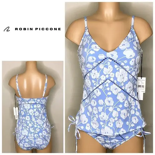 Robin Piccone New. blue floral tankini set. Large. Retails $204