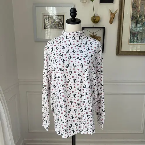 Vintage Cornerstone Snowflake Penguin Turtleneck XL Red