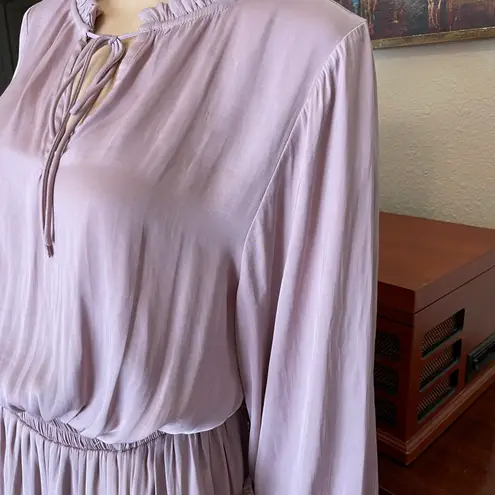 Glam Boho Ruffled Ballon Long Sleeve Mini Dress Blush Pink Size Large