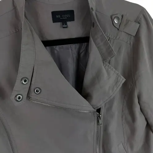 Be cool Gray Faux Suede Full Asymmetrical Zip Lightweight Jacket Size L