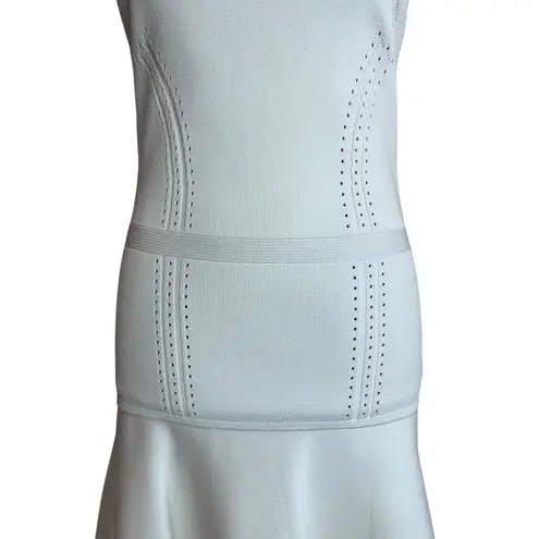 Cushnie et Ochs White Sleeveless Dress Size Large Fit & Flare Knit Midi Designer