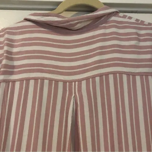 Jachs Girlfriend women’s large button up shirt pink white striped long sleeve