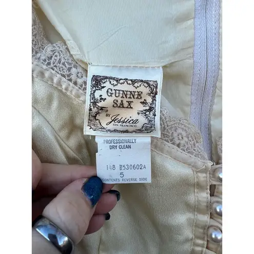 Gunne Sax 70s Off White Romantic Victorian Prairie Wedding Dress Sleeves Size 5