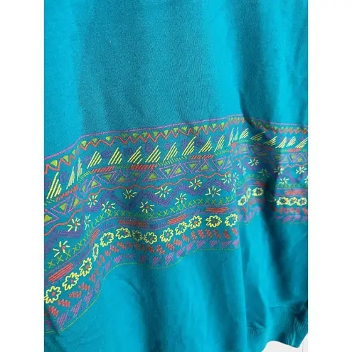 Belvedere Women's Size Lā Mockneck 80s Print Pullover Sweatshirt Bright Blue Geo Size L - Image 2