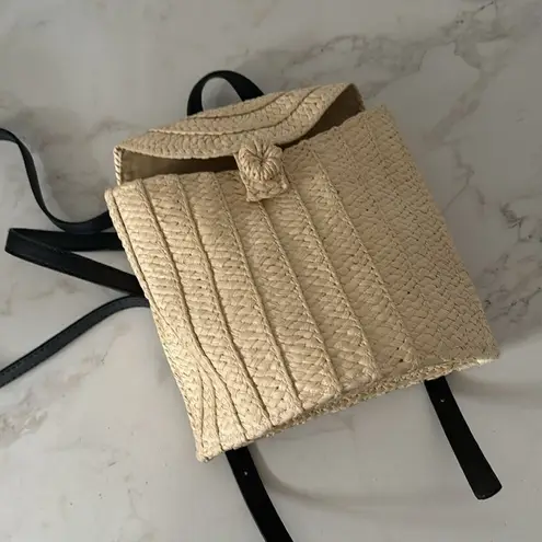 A New Day Straw Basket Backpack - Natural  NWOT